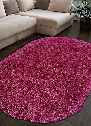 Килим із довгим ворсом 1,2x1,8 м super lux shaggy. pink 6365a овальний