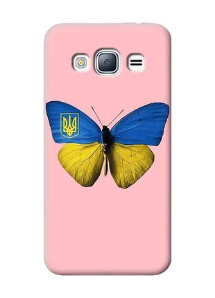 Матовый чехол с розовыми боками на samsung galaxy j3/j310 :: бабочка украина (принт 255)