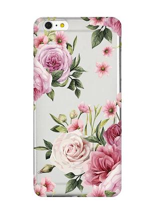 Прозрачный чехол на iphone 6+/6 plus :: розовые цветы (принт 287)
