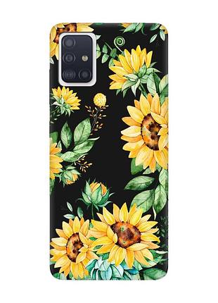 Матовий чохол з чорними боками на samsung galaxy a71/a715 :: соняхи (принт 288)