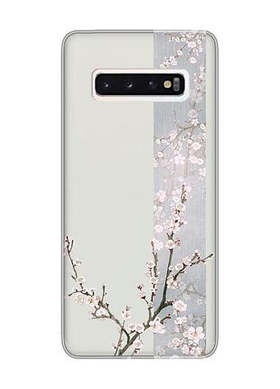 Прозрачный чехол на samsung galaxy s10 :: цветущая сакура (принт 285)