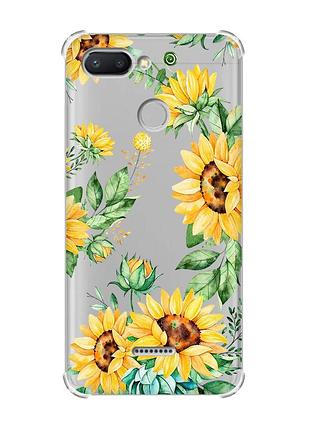 Чохол із потовщеними кутами для xiaomi redmi 6 :: соняхи (принт 288)