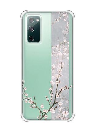 Чехол с утолщенными углами на samsung galaxy s20 fe :: цветущая сакура (принт 285)