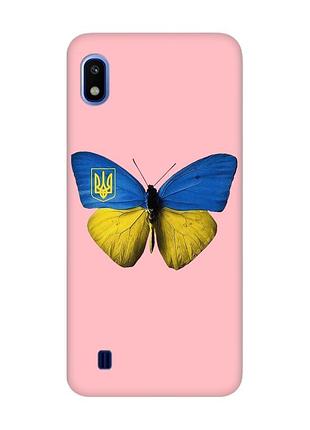 Матовый чехол с розовыми боками на samsung galaxy a10 (2019) a105 :: бабочка украина (принт 255)