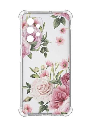 Чехол с утолщёнными углами на oppo a72 5g :: розовые цветы (принт 287)