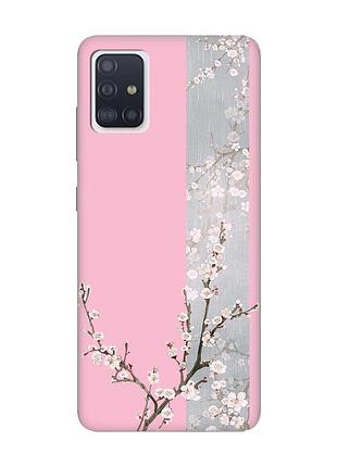 Матовый чехол с розовыми боками на samsung galaxy a71/a715 :: цветущая сакура (принт 285)