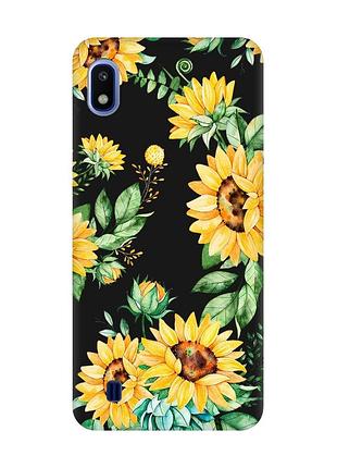 Матовый чехол с черными боками на samsung galaxy a10 (2019) a105 :: подсолнухи (принт 288)