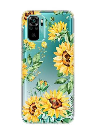 Прозрачный чехол на xiaomi redmi note 10 / note 10s :: подсолнухи (принт 288)