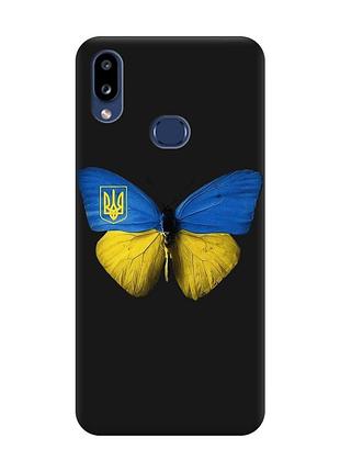 Матовый чехол с черными боками на samsung galaxy a10ѕ a107 :: бабочка украина (принт 255)