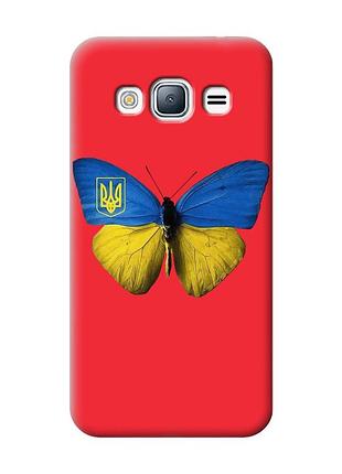 Матовый чехол с красными боками на samsung galaxy j3/j310 :: бабочка украина (принт 255)