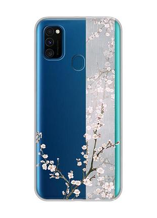 Прозрачный чехол на samsung galaxy m30s/м21 :: цветущая сакура (принт 285)