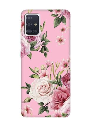 Матовий чохол з рожевими боками на samsung galaxy a51 :: рожеві квіти (принт 287)