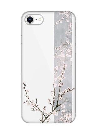 Прозрачный чехол на iphone se 2020 :: цветущая сакура (принт 285)