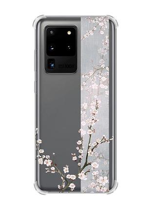 Чехол с утолщёнными углами для samsung galaxy s20 ultra :: цветущая сакура (принт 285)