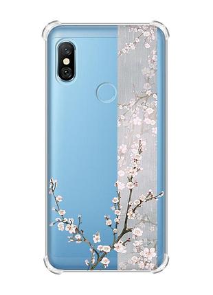 Чохол з потовщеними кутами на xiaomi redmi note 6 pro :: квітуча сакура (принт 285)