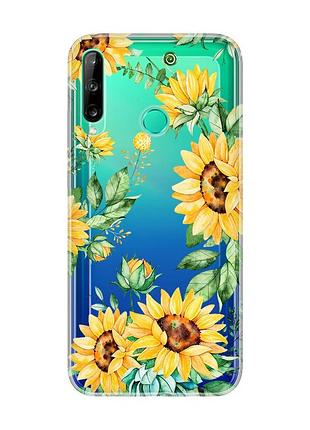 Прозорий чохол для huawei р40 lite e / y7p :: соняхи (принт 288)