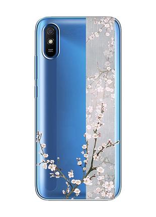 Прозрачный чехол на xiaomi redmi 9a :: цветущая сакура (принт 285)