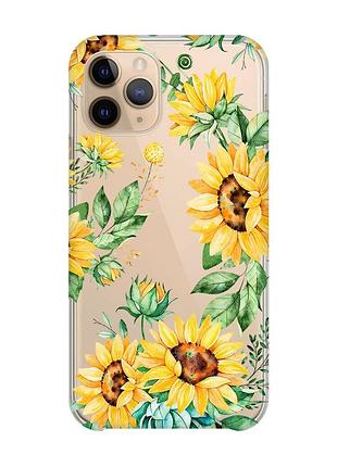 Прозрачный чехол на apple iphone 11 pro (5,8) :: подсолнухи (принт 288)
