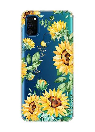 Прозрачный чехол на samsung galaxy m30s/м21 :: подсолнухи (принт 288)