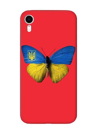 Матовый чехол с красными боками на apple iphone xr :: бабочка украина (принт 255)