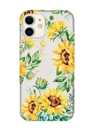 Прозрачный чехол на iphone 12 mini :: подсолнухи (принт 288)