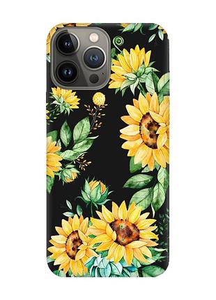 Матовый чехол с черными боками на apple iphone 13 pro :: подсолнухи (принт 288)