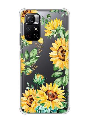 Чехол с утолщёнными углами для xiaomi redmi note 11 5g :: подсолнухи (принт 288)