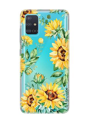 Прозрачный чехол на samsung galaxy a51 :: подсолнухи (принт 288)