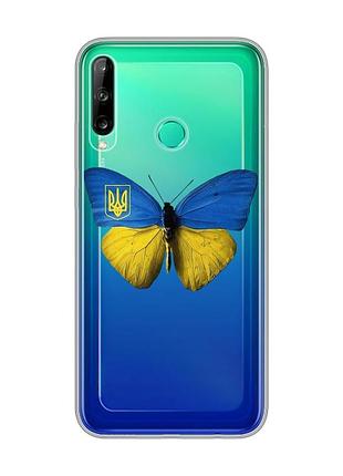Прозрачный чехол для huawei р40 lite e / y7p :: бабочка украина (принт 255)