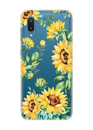 Прозрачный чехол на samsung galaxy a02/a022 (2021) :: подсолнухи (принт 288)