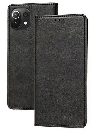 Чохол-книга магніт хлястик xiaomi mi 11 lite чорний прошита