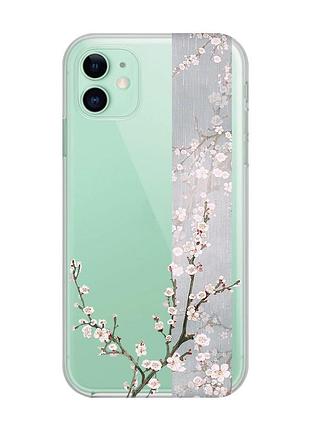 Прозрачный чехол на apple iphone 11 (6,1) :: цветущая сакура (принт 285)