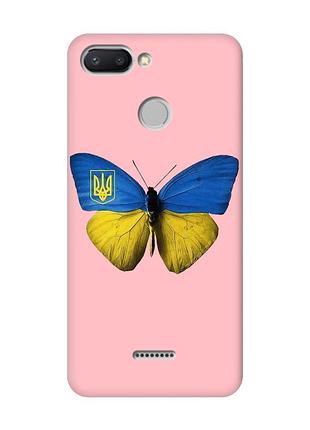 Матовий чохол з рожевими боками на xiaomi redmi 6 :: метелик україна (принт 255)