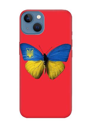 Матовий чохол з червоними боками на apple iphone 13 :: метелик україна (принт 255)