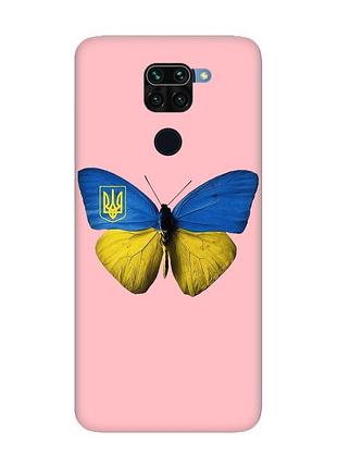 Матовый чехол с розовыми боками на xiaomi redmi note 9 :: бабочка украина (принт 255)
