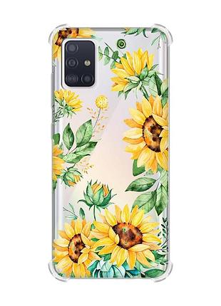 Чехол с утолщёнными углами на samsung galaxy a71 / a715 :: подсолнухи (принт 288)