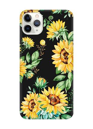 Матовый чехол с черными боками на iphone 11 pro (5.8) :: подсолнухи (принт 288)