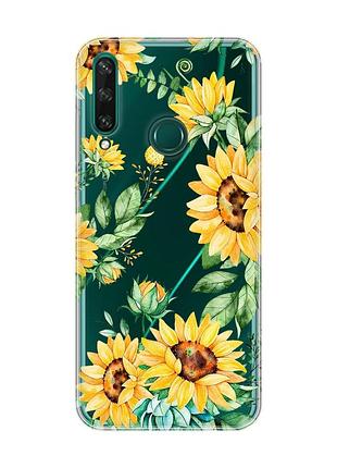 Прозрачный чехол на huawei y6p :: подсолнухи (принт 288)