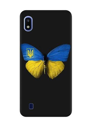 Матовый чехол с черными боками на samsung galaxy a10 (2019) a105 :: бабочка украина (принт 255)