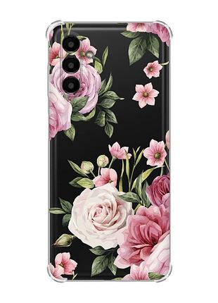 Чехол с утолщёнными углами для samsung galaxy a04s/a13 5g :: розовые цветы (принт 287)