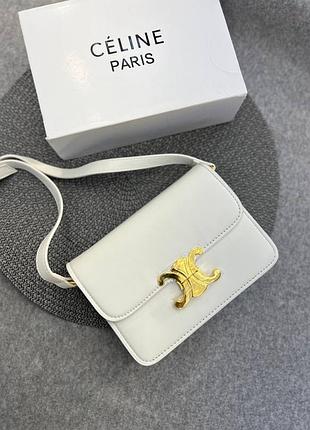 Женская кожаная сумка celine classique trionphe в расцветках, кожаная сумка селин, брендовая сумка белый