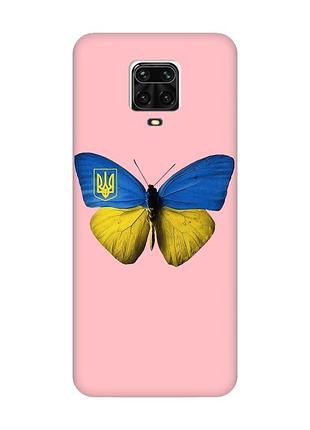 Матовий чохол з рожевими боками на xiaomi redmi note 9 pro/9s/9 pro max :: метелик україна (принт 255)