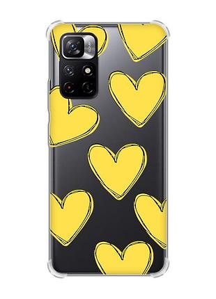 Чохол з потовщеними кутами на xiaomi redmi note 11 5g :: сердечка жовті (принт 259)