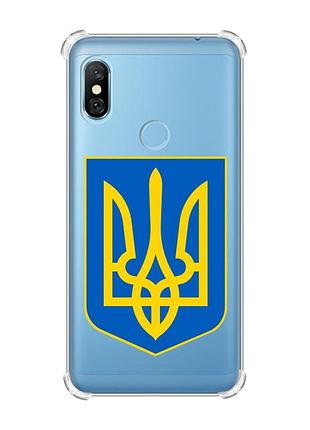 Чехол с утолщёнными углами для xiaomi redmi note 6 pro :: тризуб украина (принт 256)