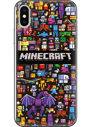 Чехол силиконовый с картинкой на iphone xs (майнкрафт, minecraft)