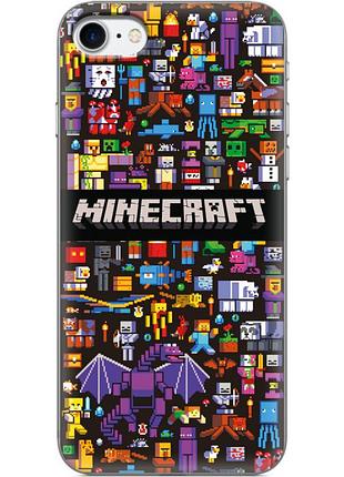 Чехол силиконовый с картинкой на iphone 8 (майнкрафт, minecraft)