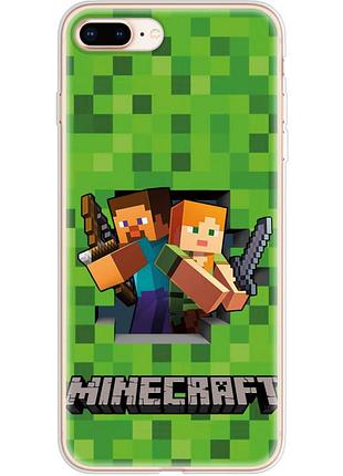 Чохол силіконовий з картинкою на iphone 8 plus (майнкрафт, minecraft)