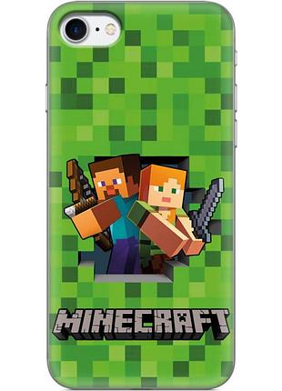 Чохол силіконовий з картинкою на iphone se 2020 (майнкрафт, minecraft)