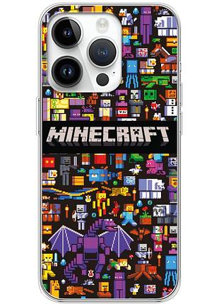 Чехол силиконовый с картинкой на iphone 14 pro max (майнкрафт, minecraft)