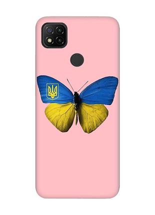 Матовий чохол з рожевими боками на xiaomi redmi 9c/10a :: метелик україна (принт 255)